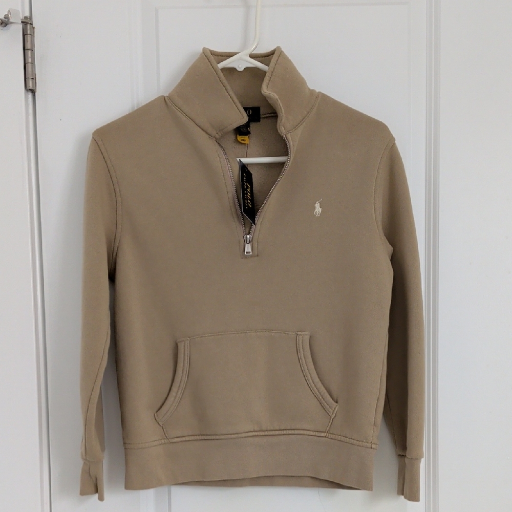 Polo Ralph Lauren Big Boys Long-Sleeve Half Zip Fleece Lined Sweater Tan Size M